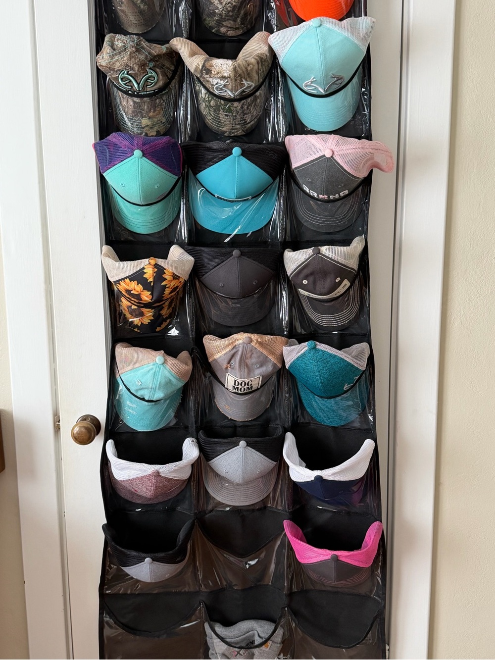 Over-the-Door Black Hat & Cap Organizer - 24 Pockets